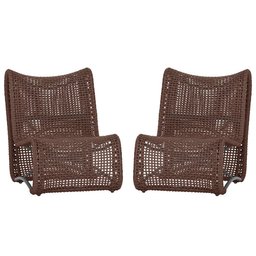 2 Poltronas Texas em Alumínio Pintura Preta Corda Náutica Trama Original - 1