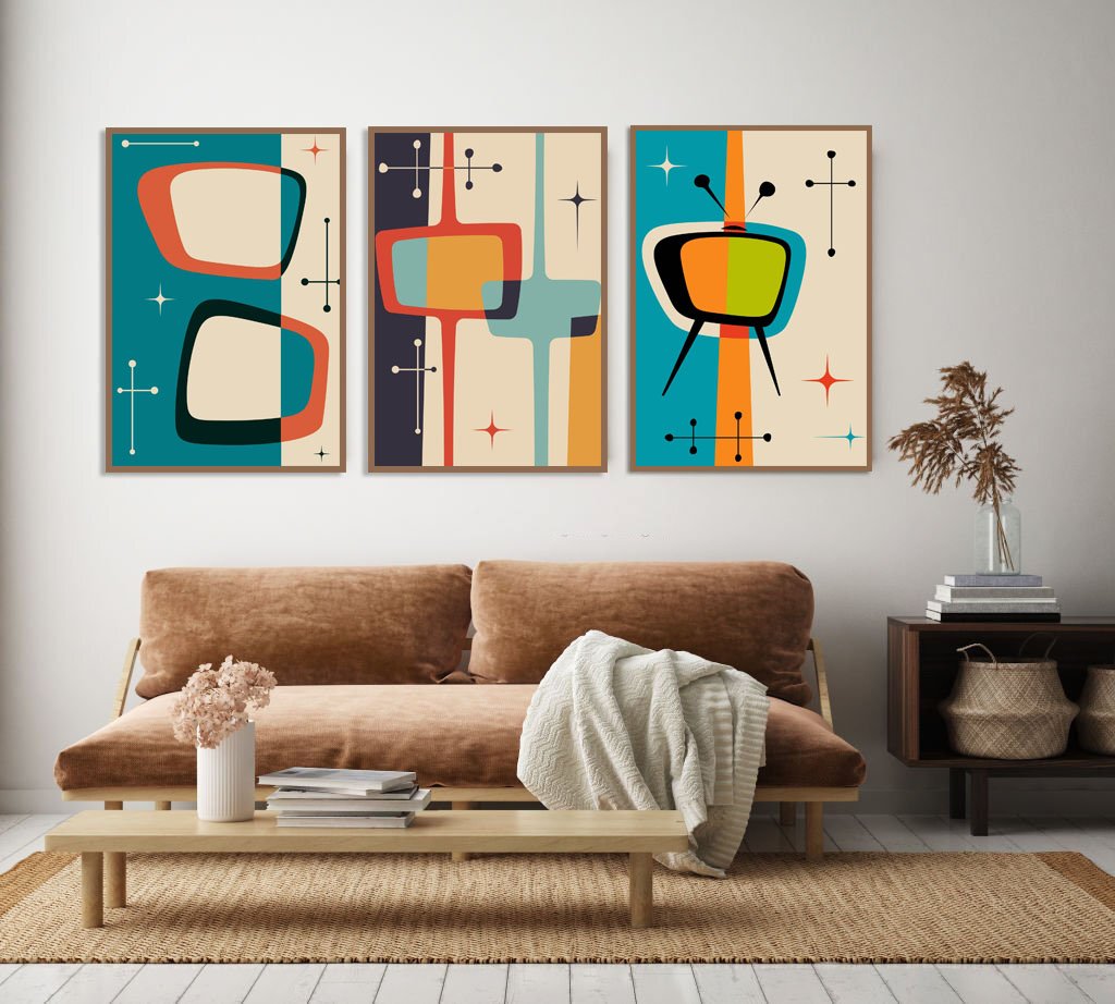 Conjunto De Quadros Decorativos Boho Abstratos Molduras Marilia MOLDMAR ...