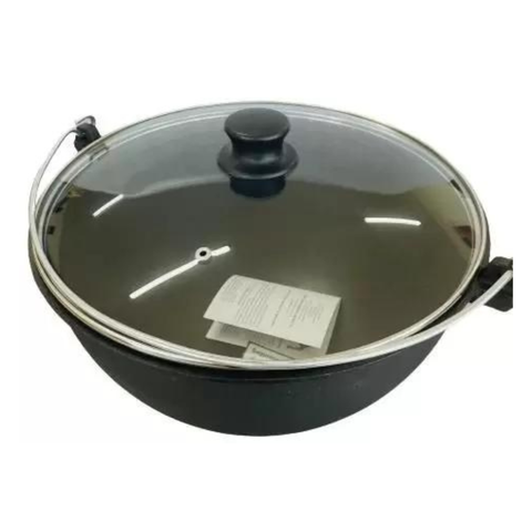 Panela Polenteira Ferro Fundido 7 Litros Com Tampa De Vidro