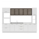 Ver imagem 1 de Cozinha Completa Amara 13 Portas 4 Gavetas com Vidro 40250776 Branco - Politorno