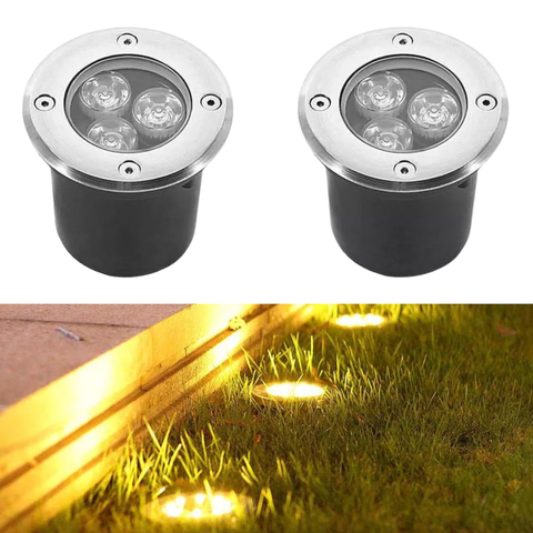 Kit 2 Balizadores Led SMD Blindado 3W Bivolt Spot De Embutir Em Piso Chão Gramado Escada Jardim Luz