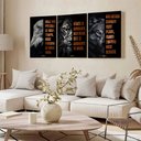 Ver imagem 3 de Kit 3 Quadro Decorativo Motivacional Leão Águia Lobo Foco 40x28cm