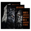 Ver imagem 4 de Kit 3 Quadro Decorativo Motivacional Leão Águia Lobo Foco 40x28cm