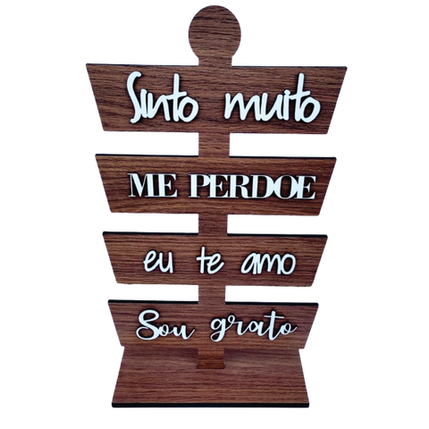 Placa Decorativa Oponopono em Mdf Amadeirado