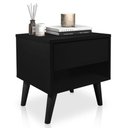 Ver imagem 1 de Mesa de Cabeceira 1 Gaveta 38 Cm Mdf Preto Pés Palito Mp