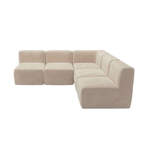 Sofá a Vácuo Modular Boucle Kit 5 Peças 4 Meios + 1 Canto Espuma Premium Sala na Caixa 3,85m - Marfi