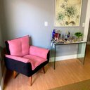 Ver imagem 2 de Poltrona Opala Composê Rosa/ Preto Cadeira Decorativa Recepção - Bela Móveis