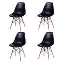 Ver imagem 4 de Jogo de Mesa 4 Cadeiras Pretas Eames Dkr 90 Cm Base Madeira Tampo Preto