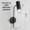 Ver imagem 6 de Luminária Arandela 38cm Parede 7 Watts Led 3 Cores Multitemperatura Metálica Gimpo Kjbd-257:preto