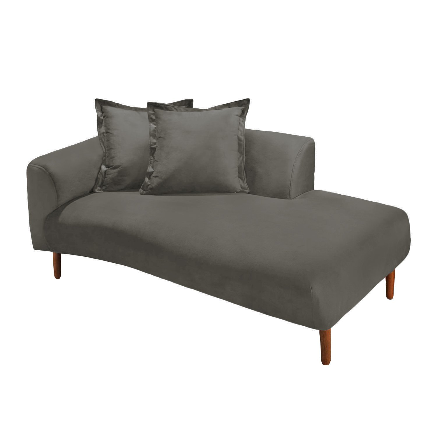 Recamier Divã Barcelona 140cm Suede Cinza - Lares Decor