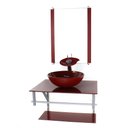 Ver imagem 1 de GABINETE DE VIDRO PARA BANHEIRO 60CM AC CUBA REDONDA VERMELHO CEREJA FULL