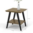Ver imagem 2 de Mesa Lateral Retrô Madeira 2 Prateleiras Quadrada MDF 45cm Freijó Preto de Casa
