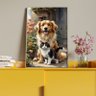 Quadro Decorativo Animais Cão e Gato Sendo Fofos com Moldura Prata - 120x80 Cm - 4