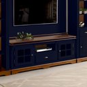 Ver imagem 2 de Rack para Sala 2 Portas 1 Gaveta e Nicho Central 2037 Manchester - Azul Petróleo/imbuia Glazer