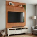 Ver imagem 1 de Rack Ananda com Painel Aloe TV até 75 Polegadas Tampo Madeira Maciça CabeCasa Madeira Originals