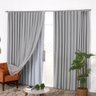 Cortina Wave de Trilho Suíço de Linho com Forro Blackout 3,00m x 2,80m Cinza - 1