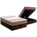 Ver imagem 1 de Cama Box Baú Queen: Colchão Espuma D33 Probel Guarda Costas + Base CRC Suede Brown(158x198)