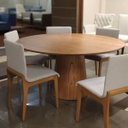 Ver imagem 5 de Mesa de Jantar Cone Redonda 90 Cm Base Madeira Freijó Tampo Freijó Linn Design Decor