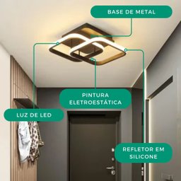 Luminária Led Plafon Teto Grande 33x33cm Bivolt 110/220v Quadrado Duplo - 5
