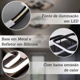 Luminária Led Plafon Teto Grande 33x33cm Bivolt 110/220v Quadrado Duplo - 6