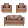 Kit 2 Poltrona + Sofa 2 Lugar Benny Corino Terracota Madeira Deccor - 1