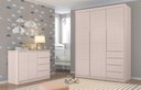 Ver imagem 4 de Jogo de Quarto com Guarda Roupa e Cômoda Diamante Rosê - Fbaby