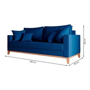 Kit Sofá 3 Lugares Beny +1 Poltrona Linho Azul Rr Decor