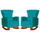 Ver imagem 1 de Kit 2 Poltrona Decorativa Melinda Balanço Suede Turquesa- Fm