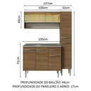 Ver imagem 4 de Armário de Cozinha Compacta 137cm com Pia Rustic Emilly Madesa 10