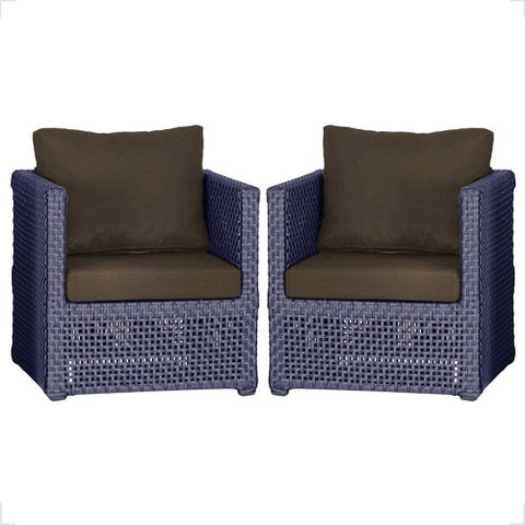 2 Poltronas Madri Alumínio Corda Náutica Estofado 9 Trama Original