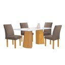 Ver imagem 3 de Conjunto de Jantar Stella 4 Lugares Tampo MDF com Vidro e Cadeiras Veludo Bege Escuro 120cm Cel