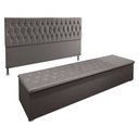 Ver imagem 2 de Kit Cabeceira e Calçadeira Baú King 1,95m Madrid Suede Cinza - Pallazio