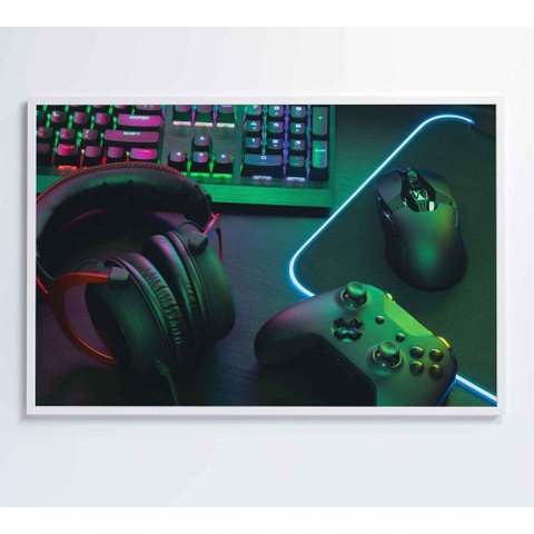 Quadro Estação Trabalho Gamer 120x80 Cm Vidro Impresso