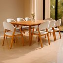 Ver imagem 1 de Kit 8 Cadeiras de Jantar Noah Estofada com Braço Madeira Maciça Linho Bege - Arkell