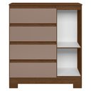 Ver imagem 5 de Cômoda Quarto Sapateira 84cm Lipion Nogueira/Cappuccino a02 - Mpozenato
