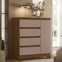 Ver imagem 2 de Cômoda Quarto Sapateira 84cm Lipion Nogueira/Cappuccino a02 - Mpozenato