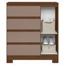 Ver imagem 4 de Cômoda Quarto Sapateira 84cm Lipion Nogueira/Cappuccino a02 - Mpozenato