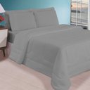 Ver imagem 1 de Kit Roupa de Cama Casal com Cobre Leito de Verão 5 Peças Cinza Casa Dona