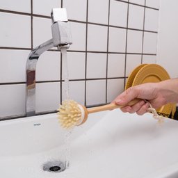 Escova Multiuso de Limpeza com Cabo de Bambu Louça Cozinha - Branco - 9