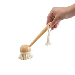Escova Multiuso de Limpeza com Cabo de Bambu Louça Cozinha - Branco - 5