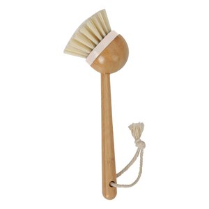Escova Multiuso de Limpeza com Cabo de Bambu Louça Cozinha - Branco