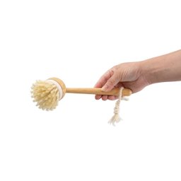 Escova Multiuso de Limpeza com Cabo de Bambu Louça Cozinha - Branco - 4