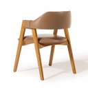 Ver imagem 3 de Cadeira Lua Estofada com Encosto Curvo em Madeira Maciça Castanho Courino Caramelo L85 Rmi