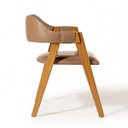 Ver imagem 2 de Cadeira Lua Estofada com Encosto Curvo em Madeira Maciça Castanho Courino Caramelo L85 Rmi