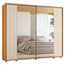 Ver imagem 1 de Guarda Roupa Casal Dalí Ripado 2 Portas Deslizantes Cinamomo/off White com 8 Espelhos - Madetec