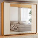 Ver imagem 2 de Guarda Roupa Casal Dalí Ripado 2 Portas Deslizantes Cinamomo/off White com 8 Espelhos - Madetec