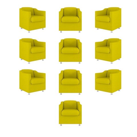 Kit 10 Poltronas Tilla Consultório Sala Tecido Suede Cor:amarelo