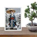 Ver imagem 1 de Quadro Arte Oriental Gato Samurai 45x34cm:moldura Branca