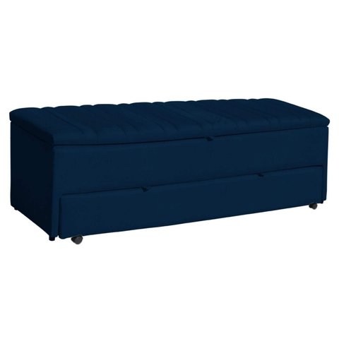 Calçadeira Baú Sapateira 160cm Ayla Suede Tampo Reto