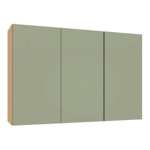 Armário Aéreo para Cozinha 100% MDF 120 cm 3 Portas Lótus Carvalho/Verde